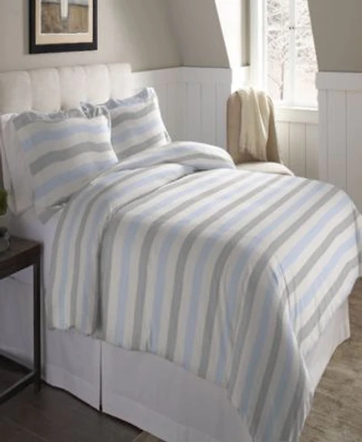 Pointehaven Savannah Stripe Superior Weight Cotton Flannel Duvet Cover Set