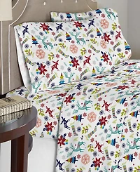 Celeste Home Luxury Weight Printed Cotton Flannel Sheet Set, California King