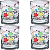Frank Lloyd Wright Coonley Playhouse 14oz Double Old Fashioned Glass, Set of 4