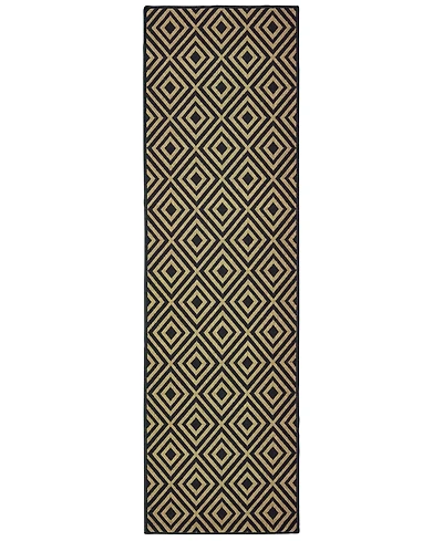Oriental Weavers Marina 2335K Black/Tan 2'3" x 7'6" Indoor/Outdoor Runner Area Rug