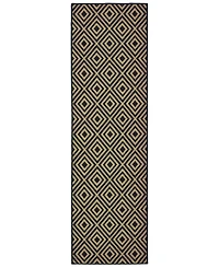 Oriental Weavers Marina 2335K Black/Tan 2'3" x 7'6" Indoor/Outdoor Runner Area Rug