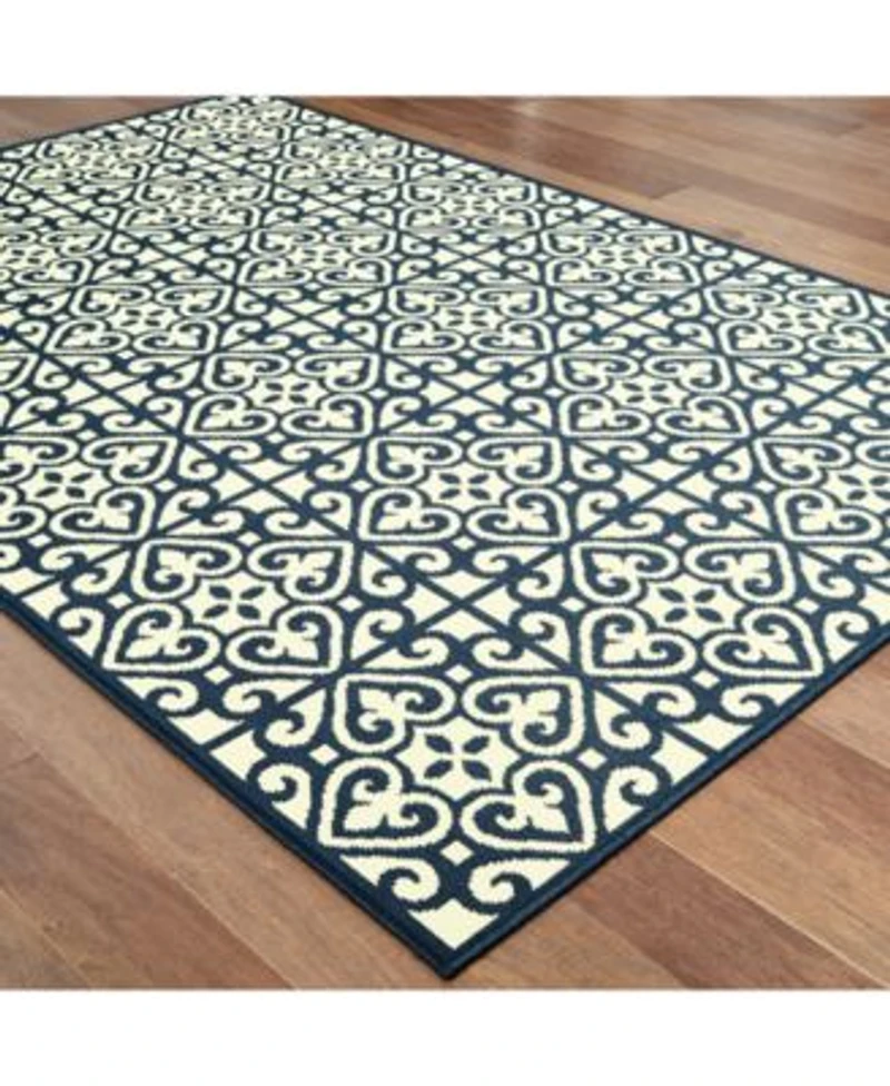 Oriental Weavers Marina 5927b Ivory Navy Indoor Outdoor Rug