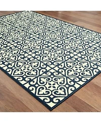 Oriental Weavers Marina 5927b Ivory Navy Indoor Outdoor Rug