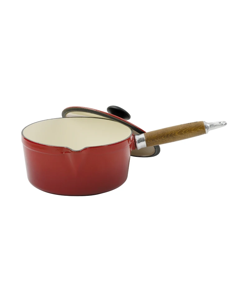 Chasseur French Enameled Cast Iron 1.3 Qt. Saucepan, Lid & Wood Handle