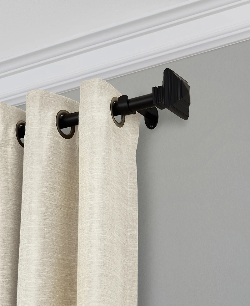Elrene Home Fashions Florence 1" Diameter Adjustable Curtain Rod Set with Decorative Square Finials