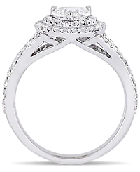 Certified Diamond (1 ct. t.w.) Heart-Shape Double Halo Engagement Ring 14k White Gold