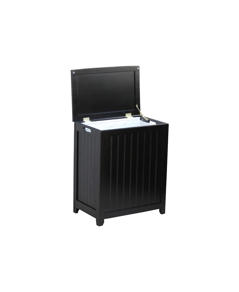 Oceanstar Natural Finished Rectangular Veneer Laundry Wood Hamper with Interior Bag