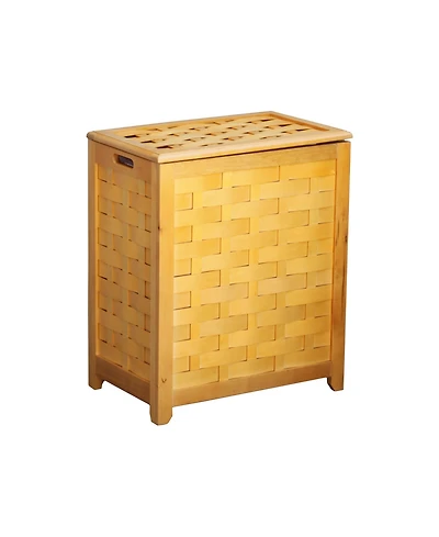 Oceanstar Rectangular Veneer Laundry Wood Hamper with Interior Bag