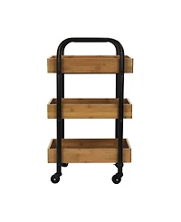 Oceanstar Portable Storage Cart with 3 Easy Removable Bamboo Trays