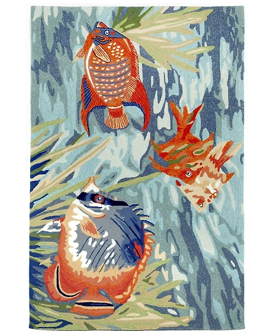 Liora Manne' Ravella 2255 Tropical Fish Blue 2' x 5' Indoor/Outdoor Area Rug