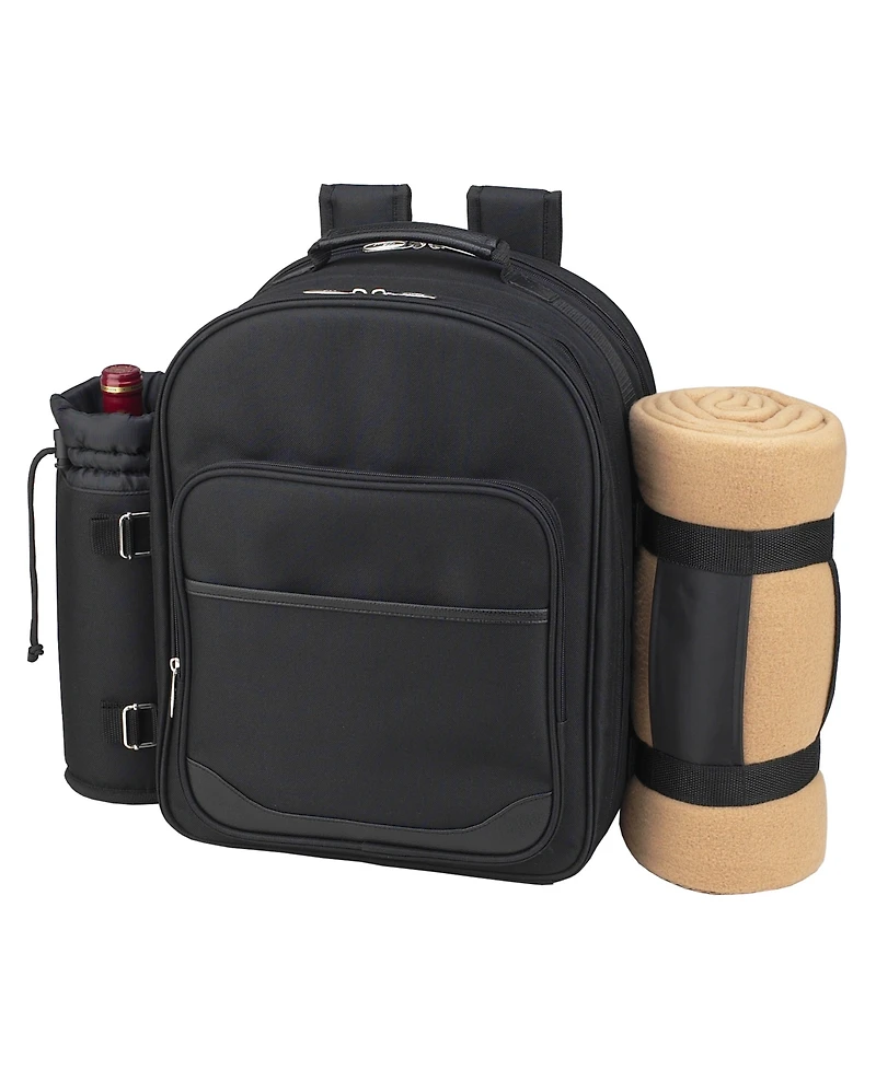 Picnic at Ascot Deluxe 4 Person Backpack Cooler, Wine Pouch and Blanket