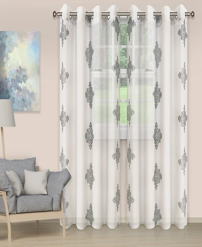 Superior Damask Sheer Modern 2-Piece Curtain Panels with Grommet Header Top, 52" X 84"