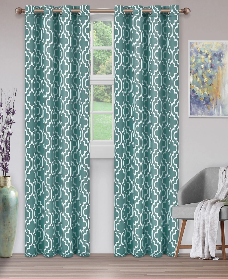 Superior Trellis Insulated 2-Piece Curtain Panels Room Darkening with Grommet Header Top, 52" X 96"