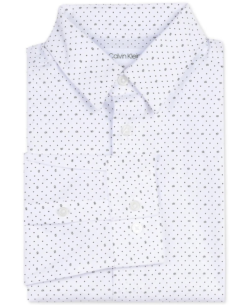 Calvin Klein Big Boys Slim-Fit Stretch Logo Dot-Print Dress Shirt