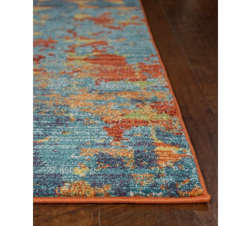 Kas Illusions Elements 6208 Blue/Coral 6'7" x 9'6" Area Rug