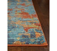 Kas Illusions Elements 6208 Blue/Coral 6'7" x 9'6" Area Rug