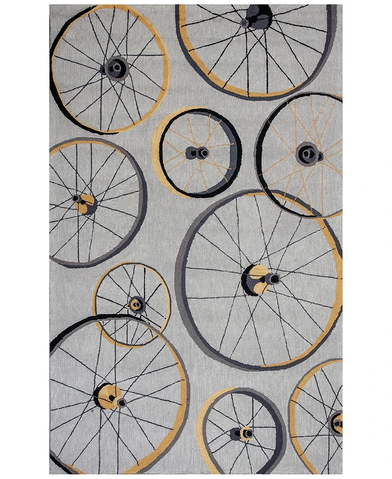Kas Sonesta Wheels In Motion 2035 Gray 2' x 7'6" Runner Area Rug