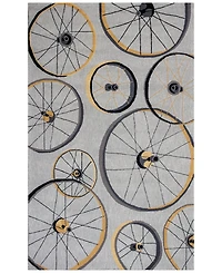 Kas Sonesta Wheels In Motion 2035 Gray 2' x 7'6" Runner Area Rug