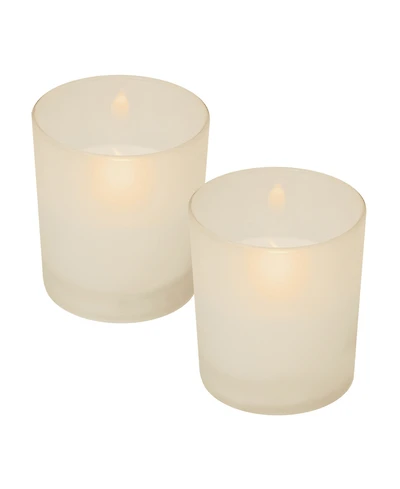 Lumabase Set of 2 Frosted Glass Flickering Led Candles