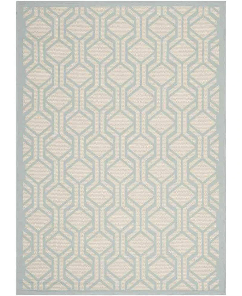 Safavieh Courtyard CY6114 Beige and Aqua 5'3" x 7'7" Sisal Weave Outdoor Area Rug