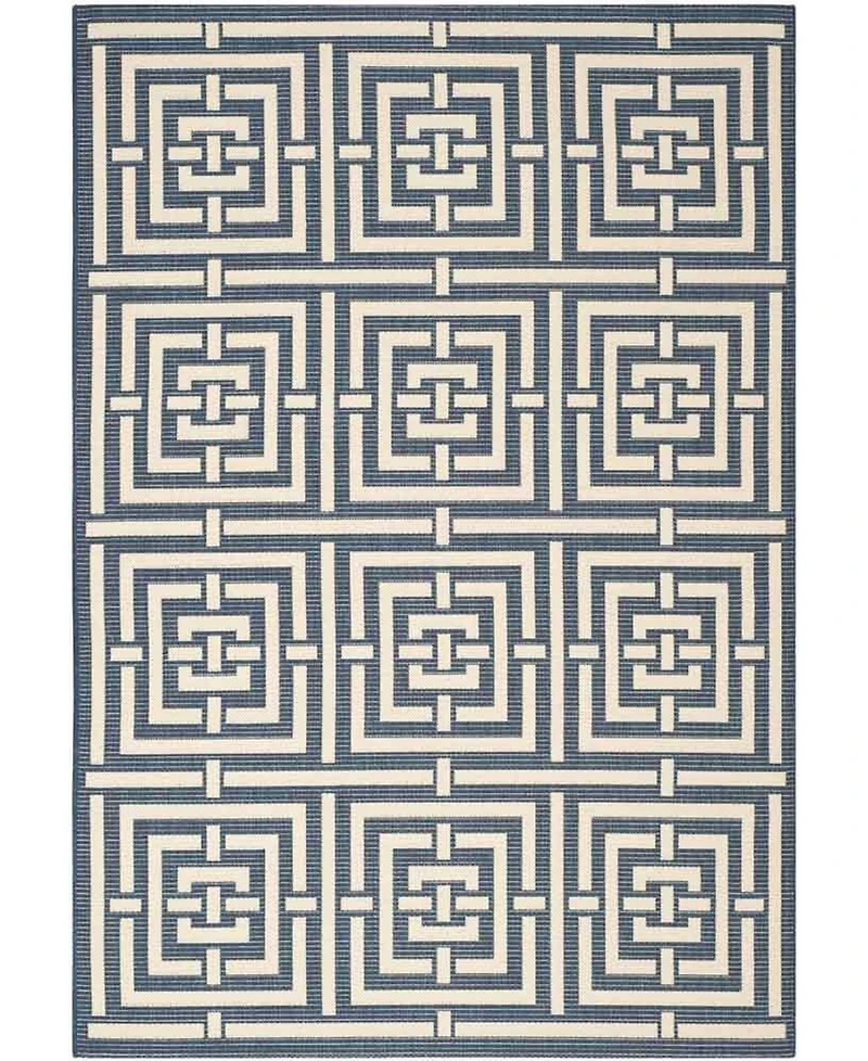 Safavieh Courtyard CY6937 Navy and Beige 5'3" x 7'7" Sisal Weave Outdoor Area Rug