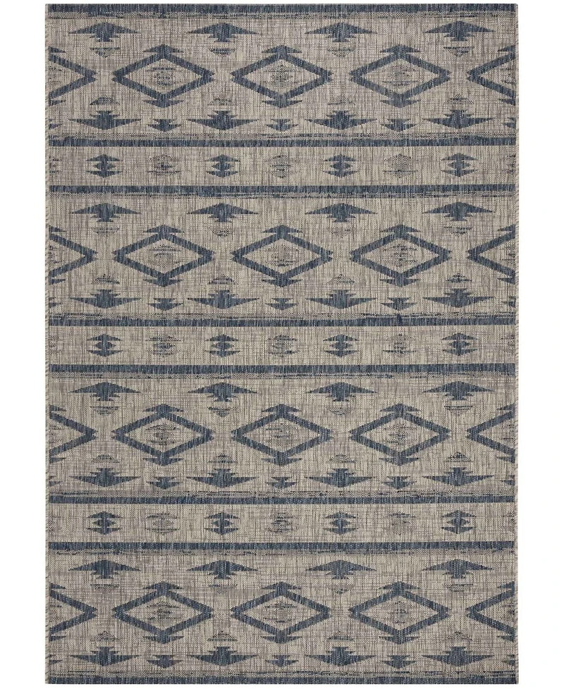 Safavieh Courtyard CY8863 Gray and Navy 5'3" x 7'7" Outdoor Area Rug