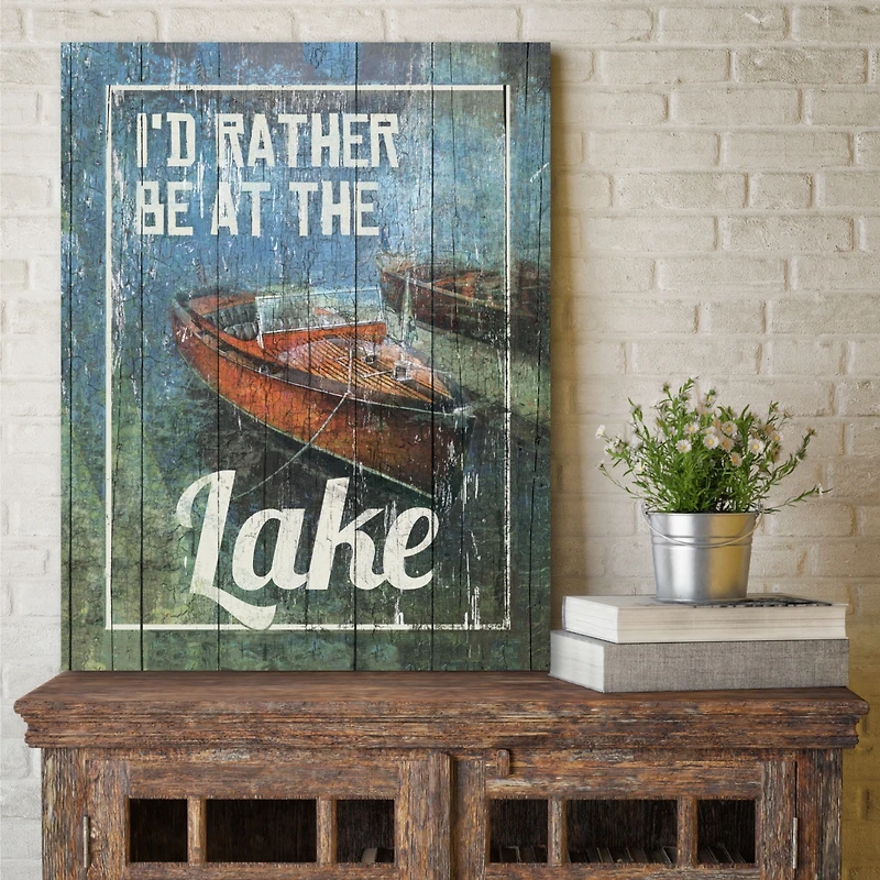 Courtside Market Rather be at The Lake Gallery-Wrapped Canvas Wall Art - 16" x 20"