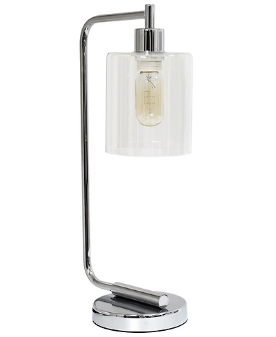 Simple Designs Bronson Antique Style Industrial Iron Lantern Desk Lamp with Glass Shade