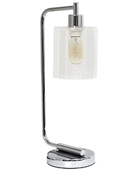 Simple Designs Bronson Antique Style Industrial Iron Lantern Desk Lamp with Glass Shade