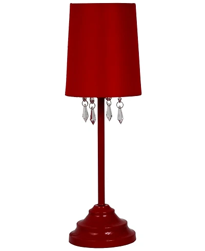Simple Designs Table Lamp with Fabric Shade and Hanging Acrylic Beads