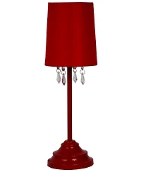 Simple Designs Table Lamp with Fabric Shade and Hanging Acrylic Beads