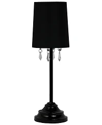 Simple Designs Table Lamp with Fabric Shade and Hanging Acrylic Beads