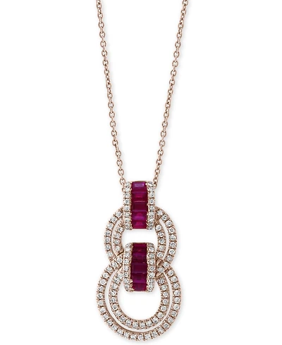 Effy Ruby (5/8 ct. t.w.) & Diamond (1/2 ct. t.w.) 18" Pendant Necklace in 14k Rose Gold