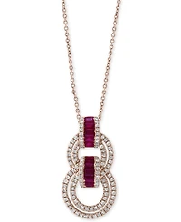 Effy Ruby (5/8 ct. t.w.) & Diamond (1/2 ct. t.w.) 18" Pendant Necklace in 14k Rose Gold