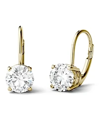 Moissanite Leverback Earrings (2 ct. t.w. Diamond Equivalent) 14k White or Yellow Gold