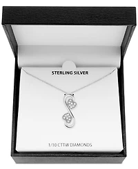 Diamond Double Heart 18" Pendant Necklace (1/10 ct. t.w.) in Sterling Silver