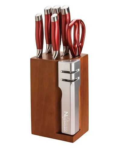 New England Cutlery 7 Piece Stainless Steel Cutlery Set with Detachable Knife Sharpener