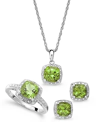 Sterling Silver Jewelry Set, Peridot (4-3/4 ct. t.w.) and Diamond Accent Necklace, Earrings Ring Set