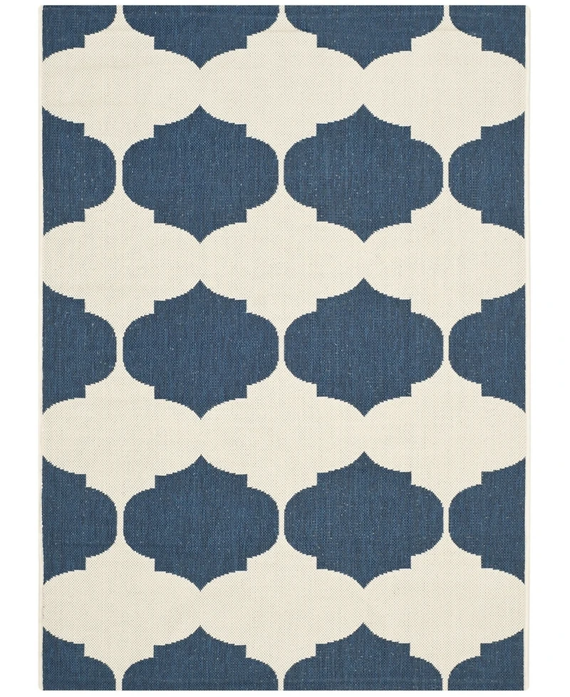 Safavieh Courtyard CY6162 Beige and Navy 5'3" x 7'7" Outdoor Area Rug
