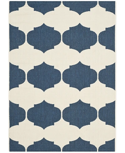 Safavieh Courtyard CY6162 Beige and Navy 5'3" x 7'7" Outdoor Area Rug