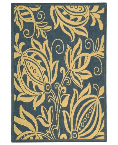 Safavieh Courtyard CY2961 Blue and Natural 5'3" x 7'7" Outdoor Area Rug