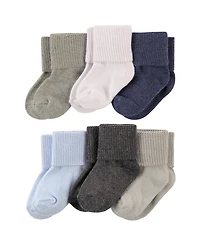 Luvable Friends Baby Boys Six-Pair Cuffed Sock Bundle