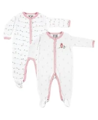Luvable Friends Baby Girls Baby Cotton Snap Sleep Play 2pk Bird