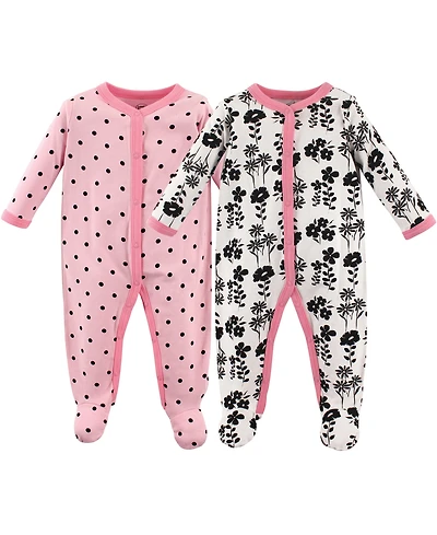 Luvable Friends Baby Girls Cozy Cotton Day-to-Night Romper