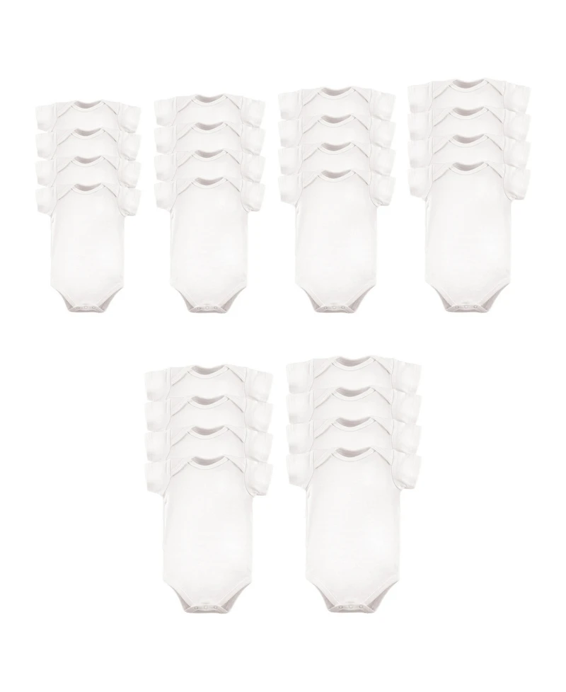 Luvable Friends Cotton Bodysuits 24pk, White, 0-24 Months