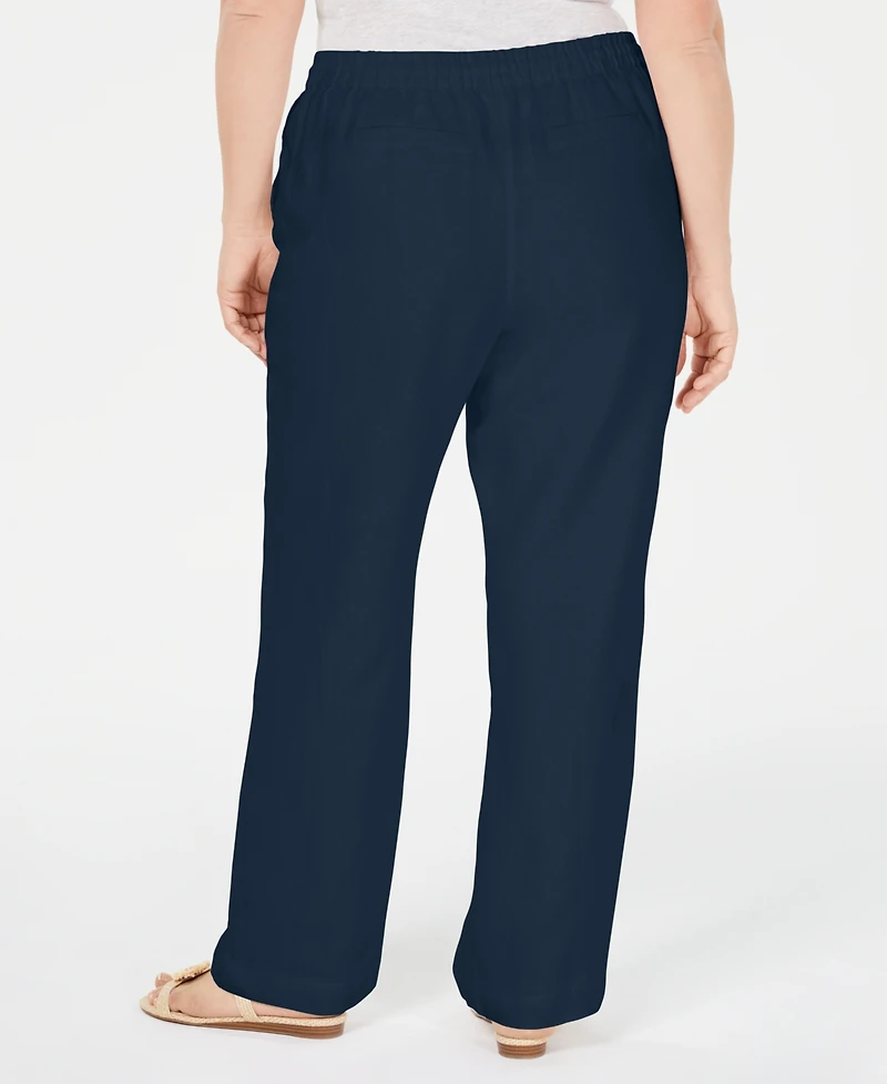 Charter Club Plus 100% Linen Pants, Exclusively at Macy's