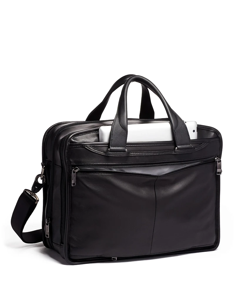 Tumi Alpha 3 Expandable Organizer Leather Laptop Brief
