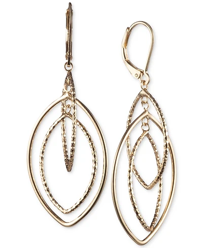 Anne Klein Gold-tone Textured Orbital Drop Earrings