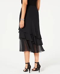 Alex Evenings Petite Skirt, Tiered Chiffon Tea Length