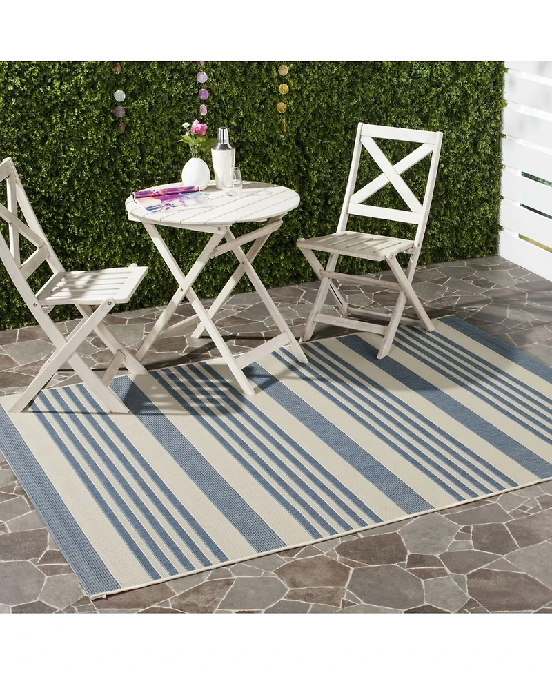 Safavieh Courtyard CY6062 Beige and Blue 5'3" x 7'7" Sisal Weave Outdoor Area Rug